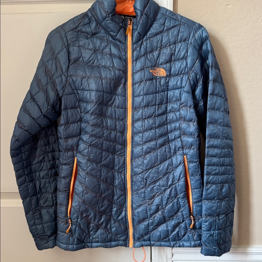 The North Face Navy Jacket with Bright Orange Details